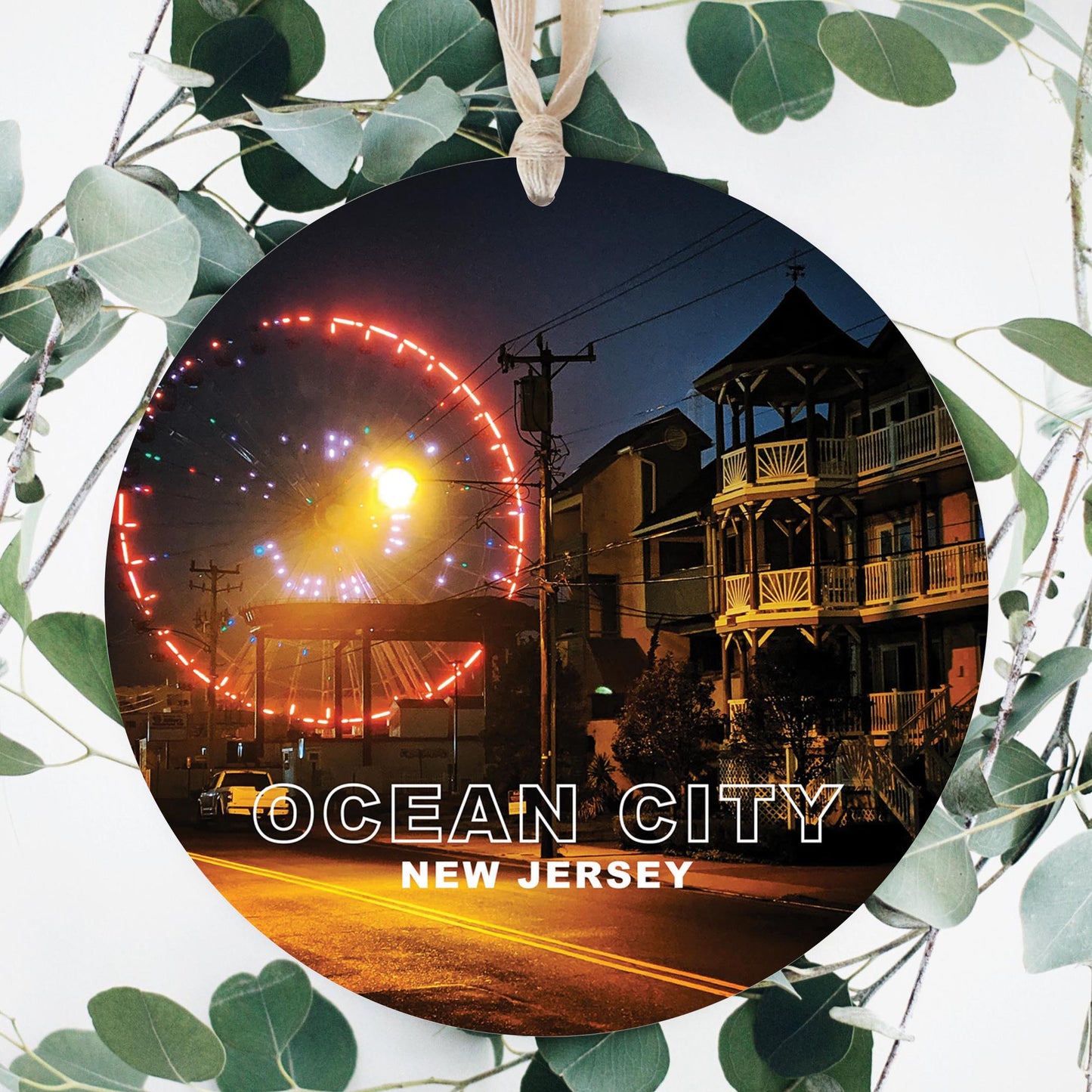 OCNJ Photo With Text | Wood Ornament | Eaches | Min 1