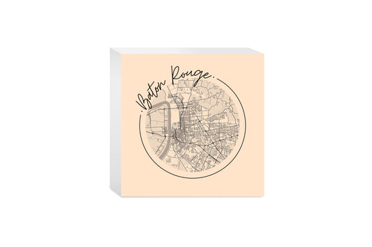 Louisiana Colorful Baton Rouge Circle Map | Wood Block | Eaches | Min 4