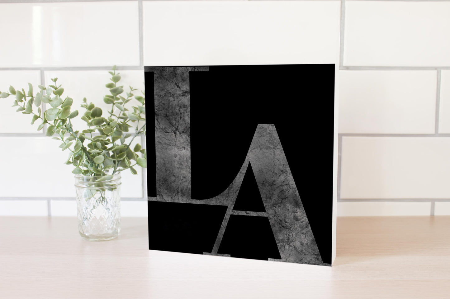 Modern Black Louisiana Initials | Wood Block | Eaches | Min 2