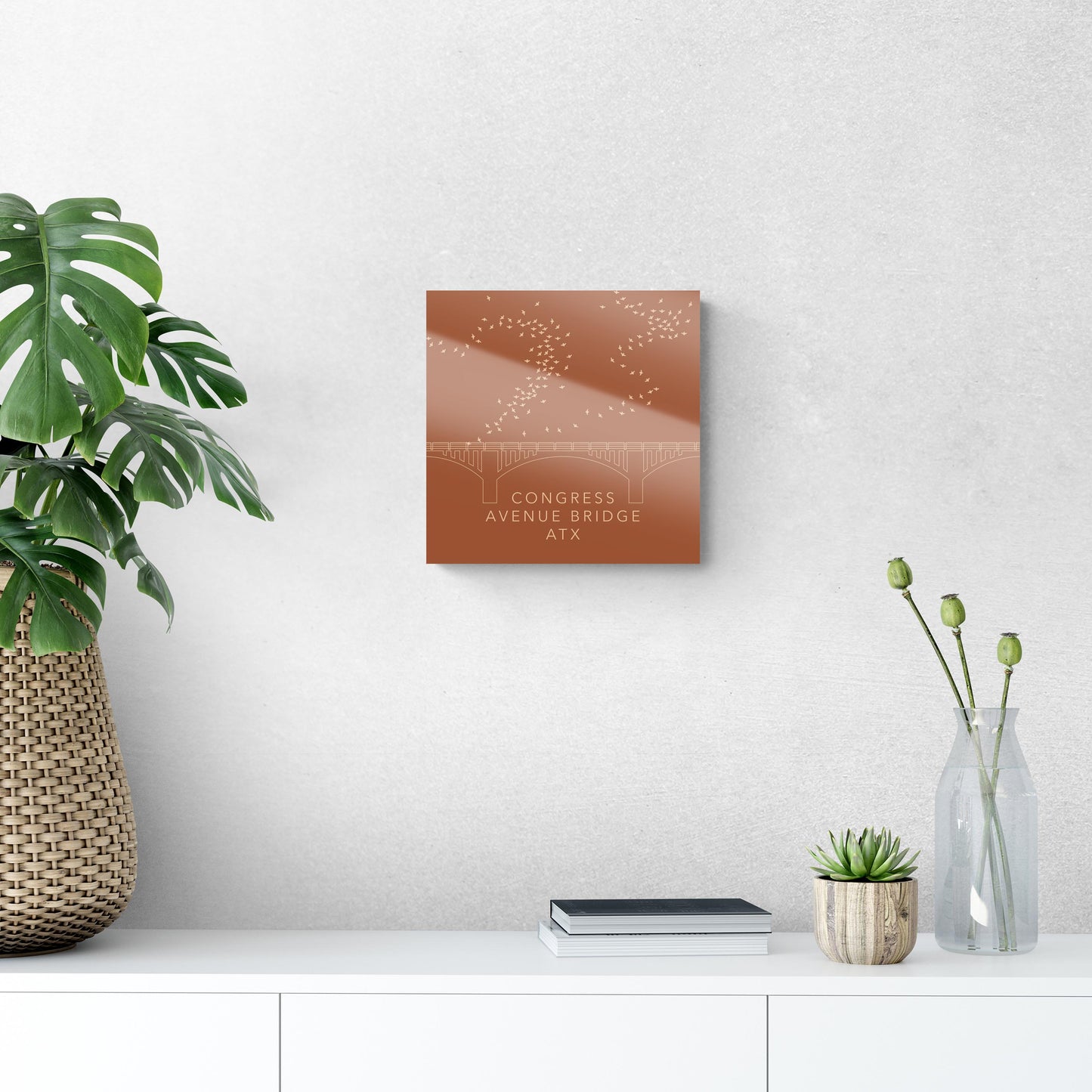 Modern Minimalist Texas Austin Congress Bridge | Hi-Def Glass Art | Eaches | Min 1