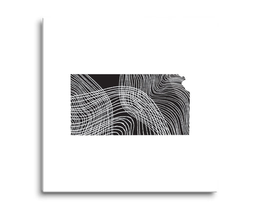 Minimalist B&W Kansas State Shape | Hi-Def Glass Art | Eaches | Min 2
