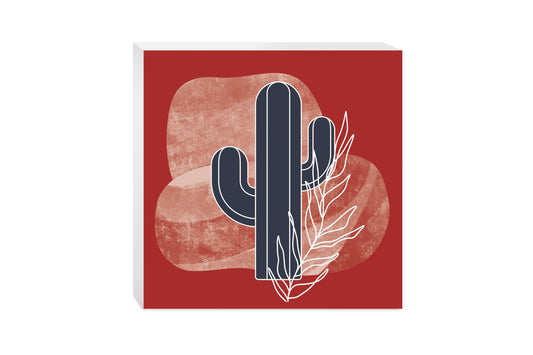 Modern Minimalist Texas Colors Cactus | Wood Block | Eaches | Min 2