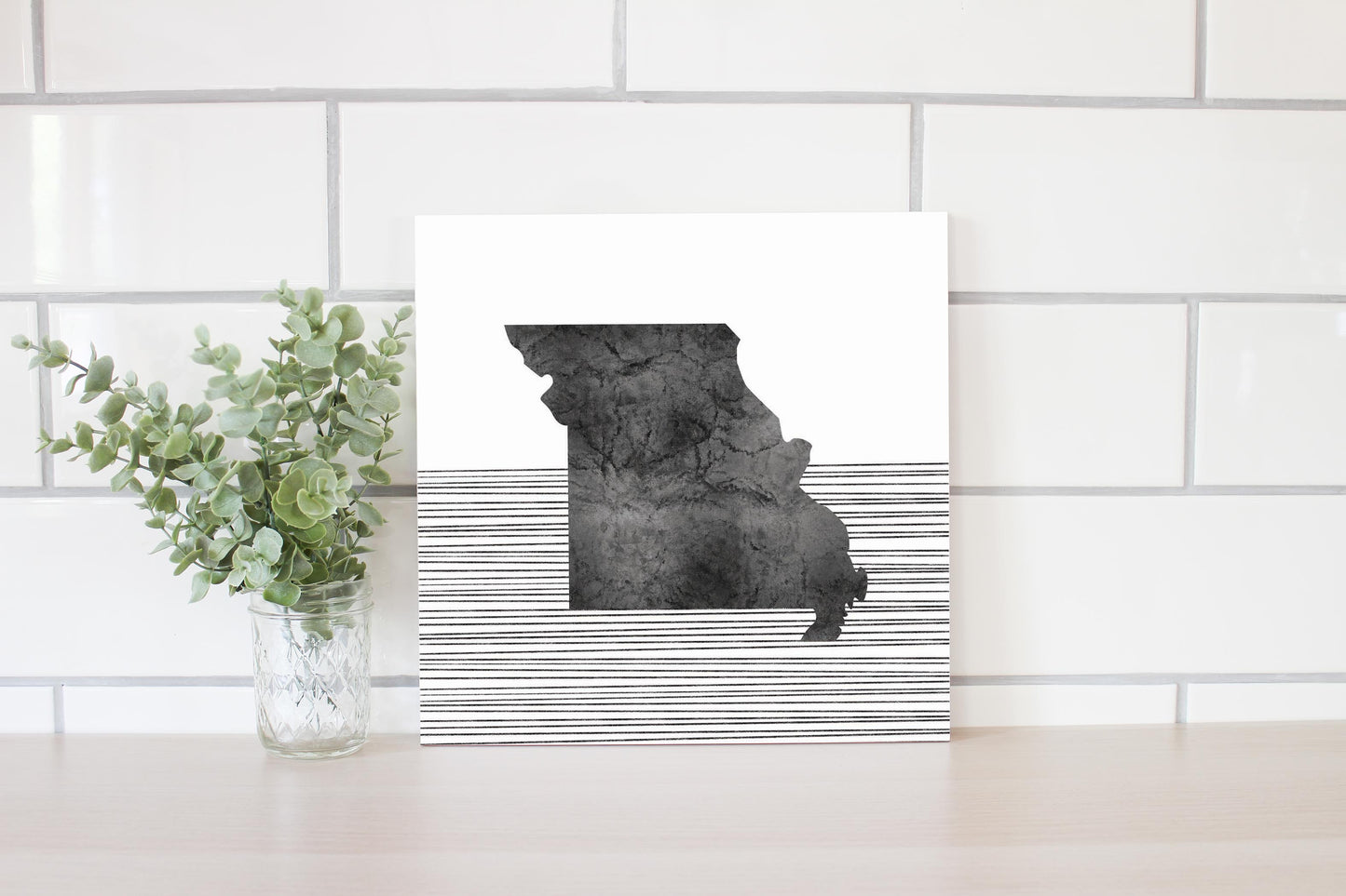 Minimalist B&W Missouri State With Straight Lines | Wood Sign | Eaches | Min 2