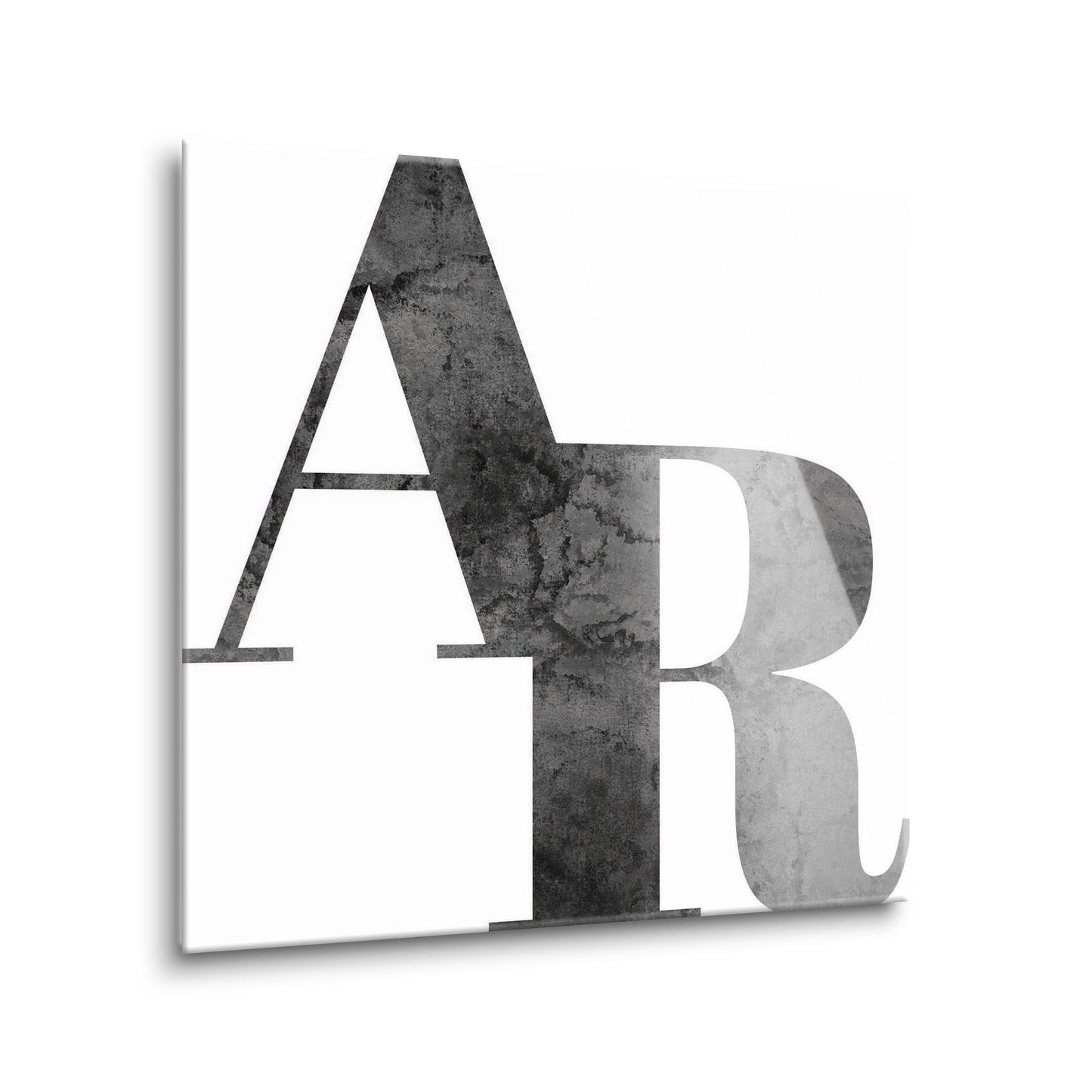 B&W Minimalist Arkansas White Initials | Hi-Def Glass Art | Eaches | Min 1