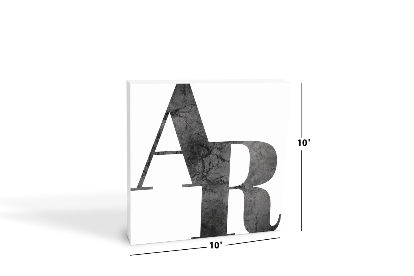 B&W Minimalist Arkansas White Initials | Wood Block | Eaches | Min 2