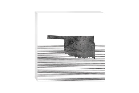 Modern Oklahoma State Shape With Straight Lines | Wood Block | Eaches | Min 2