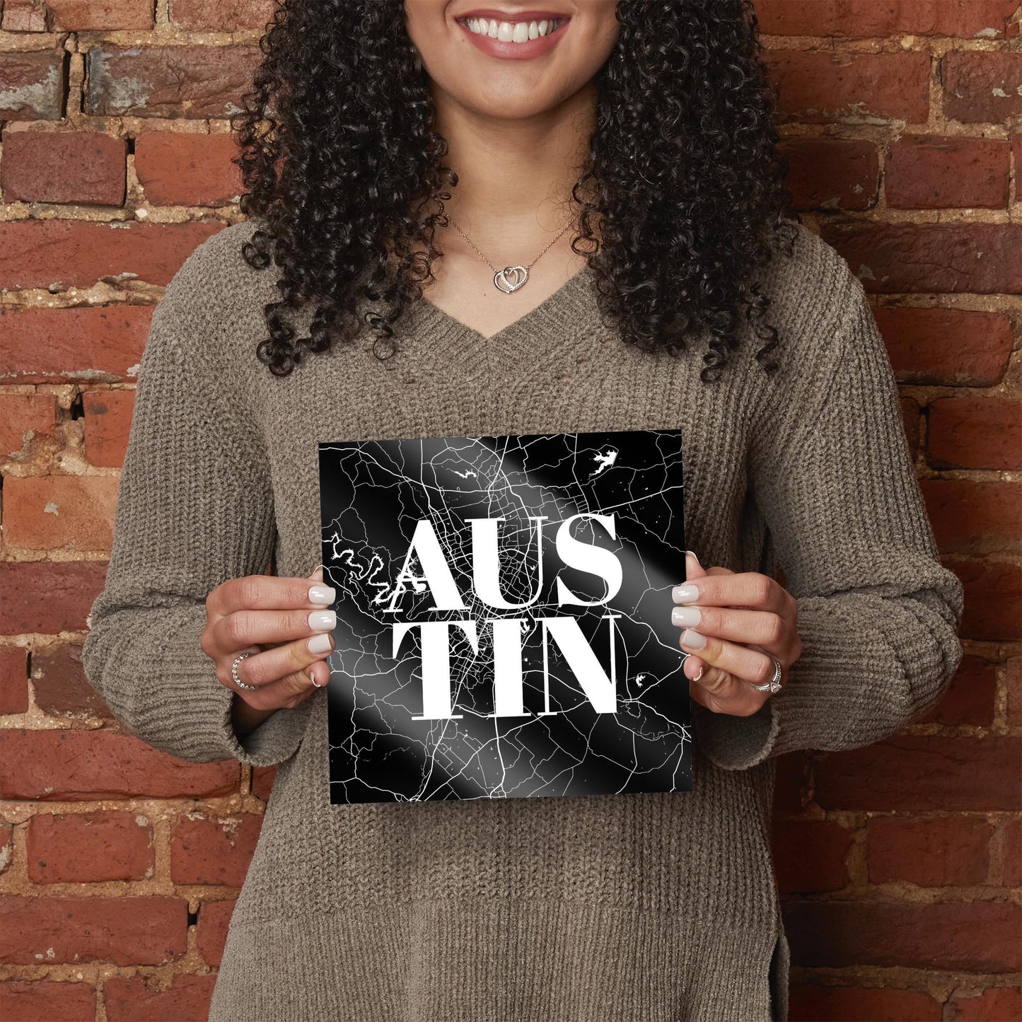 Modern Black Austin Map | Hi-Def Glass Art | Eaches | Min 2