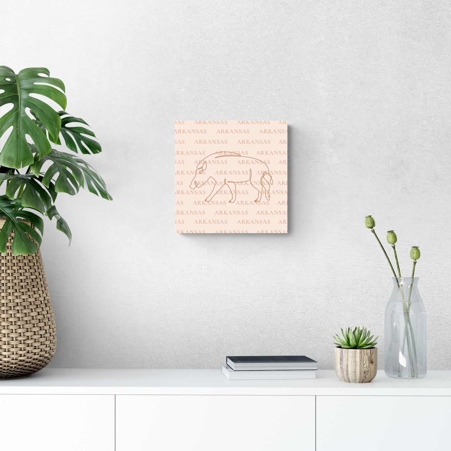 Modern Minimalist Arkansas Hog Line Drawing | Wood Sign | Eaches | Min 2
