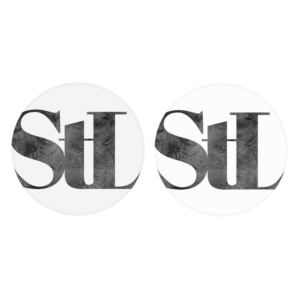 Minimalist B&W Missouri St Louis White Initials | Absorbent Car Coasters | Set of 2 | Min 4