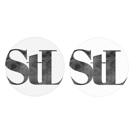 Minimalist B&W Missouri St Louis White Initials | Absorbent Car Coasters | Set of 2 | Min 4