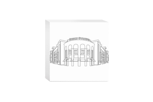 Minimalist B&W Missouri Busch Stadium Line Drawing | Wood Block | Eaches | Min 4