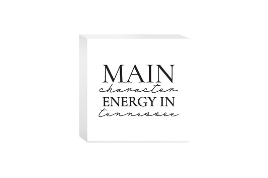 Minimalist B&W Tennessee Main Character Energy | Wood Block | Eaches | Min 4