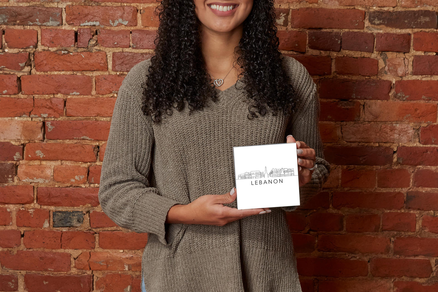 Minimalist B&W Tennessee Lebanon Skyline | Wood Block | Eaches | Min 4