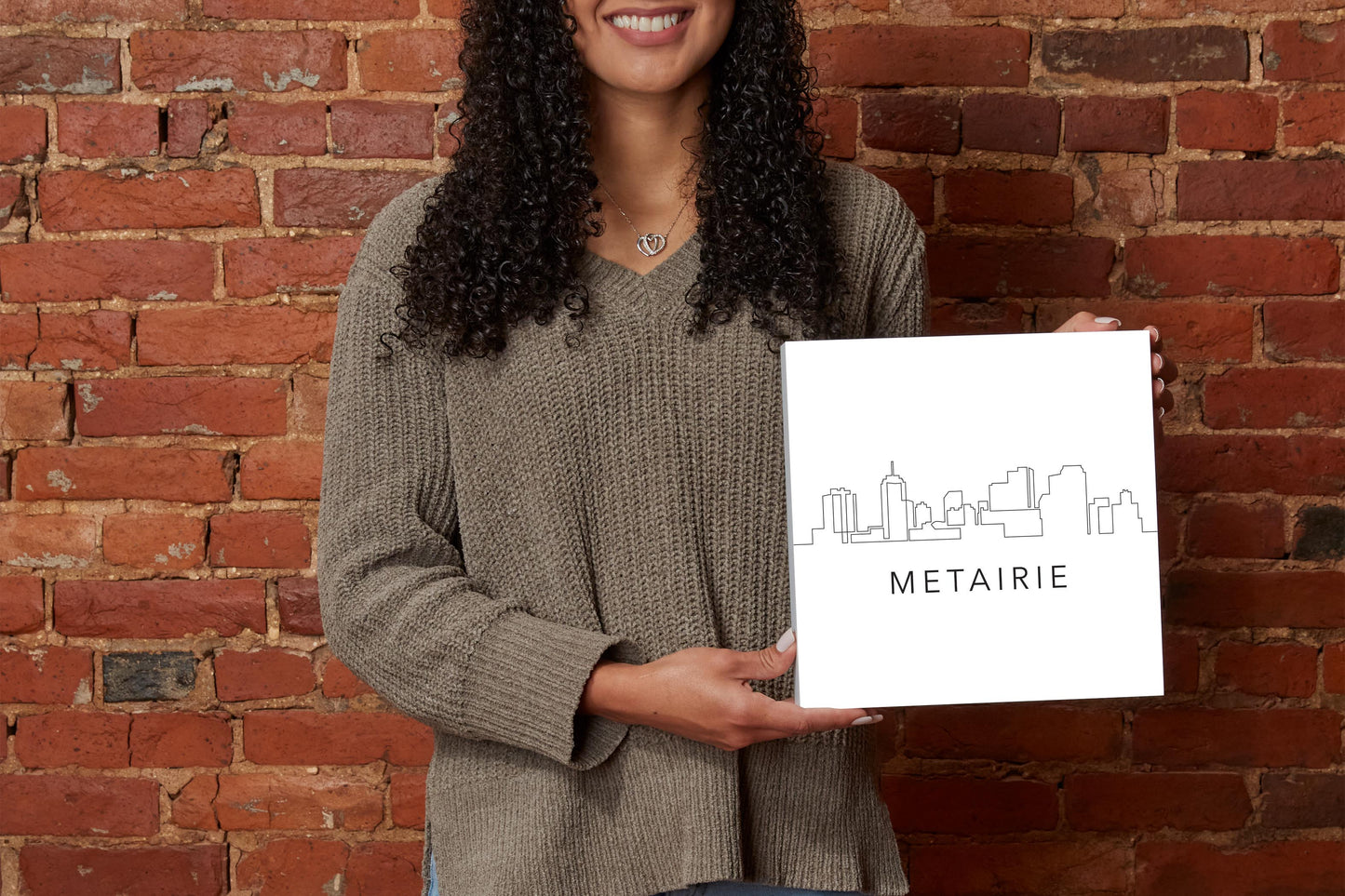 Modern Louisiana Metairie City Line Drawing | Wood Block | Eaches | Min 2