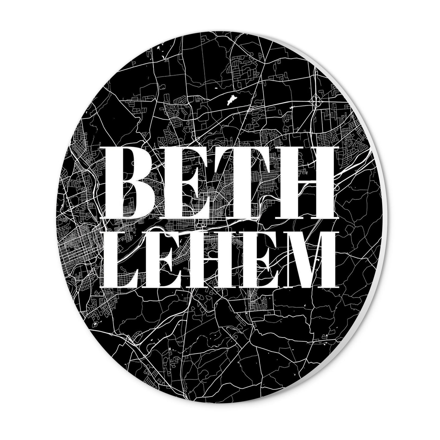 Minimalistic B&W Pennsylvania Bethlehem Map | Wood Sign | Eaches | Min 1