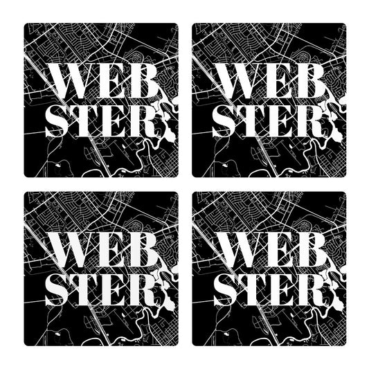 Minimalistic B&W Texas Webster Map | Absorbent Coasters | Set of 4 | Min 2