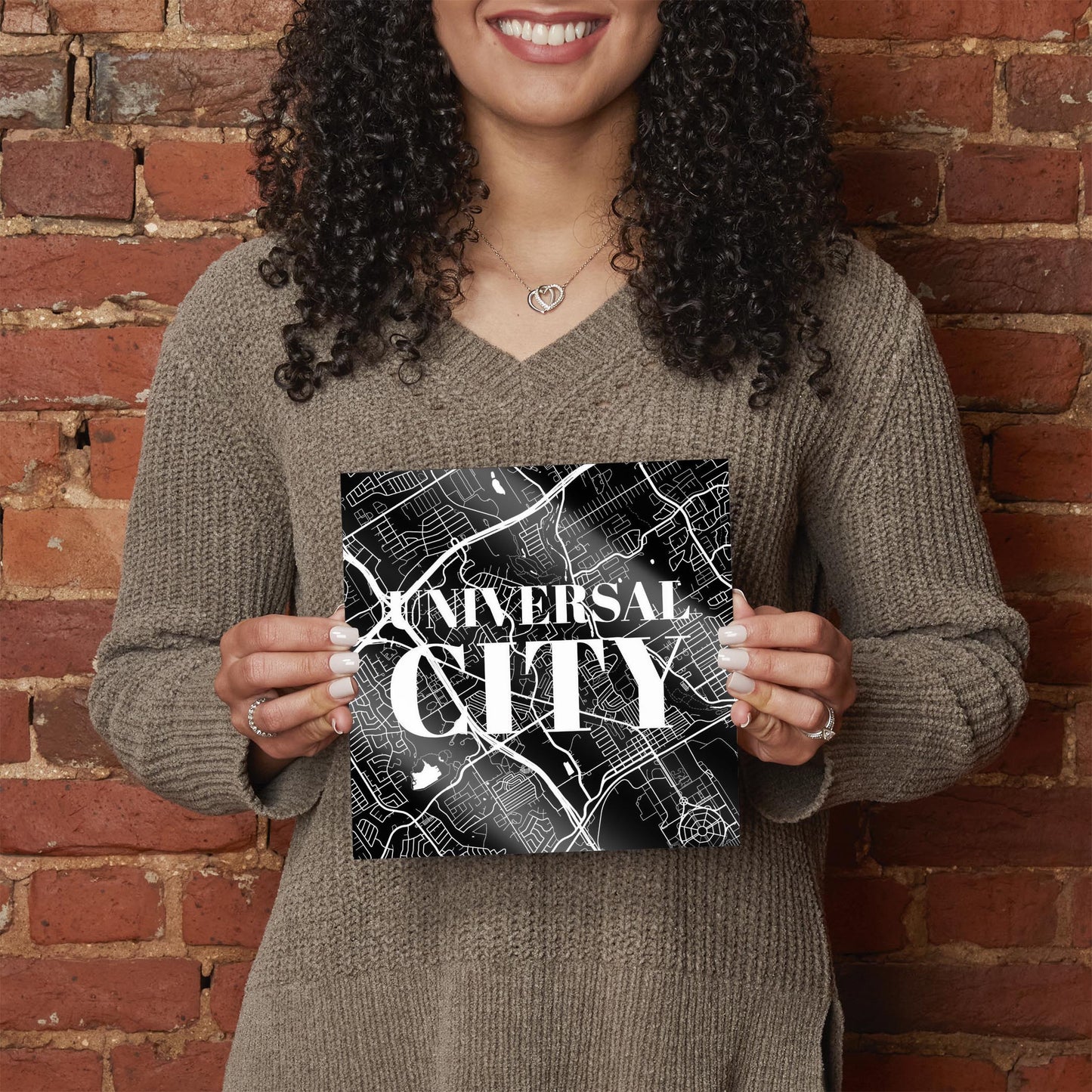 Minimalistic B&W Texas Universal City Map | Hi-Def Glass Art | Eaches | Min 2