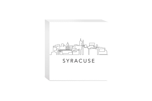 Minimalistic B&W New York Syracuse Skyline | Wood Block | Eaches | Min 4