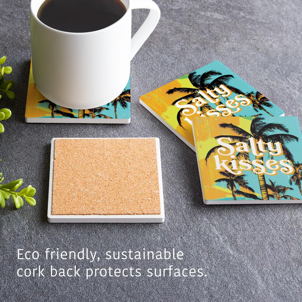 Salty Kisses Palm Trees | Absorbent Coasters | Set of 4 | Min 2