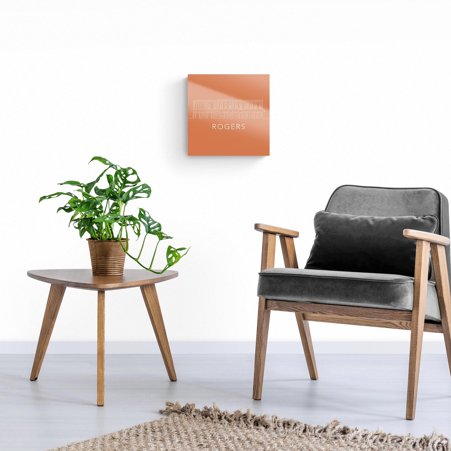 Modern Minimalist Arkansas Rogers Skyline | Hi-Def Glass Art | Eaches | Min 1