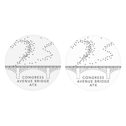 Minimalist B&W Texas Austin Congress Avenue Bridge| Absorbent Car Coasters | Set of 2 | Min 4