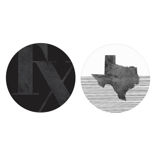 Modern Black White Texas Set | Absorbent Car Coasters | Set of 2 | Min 4