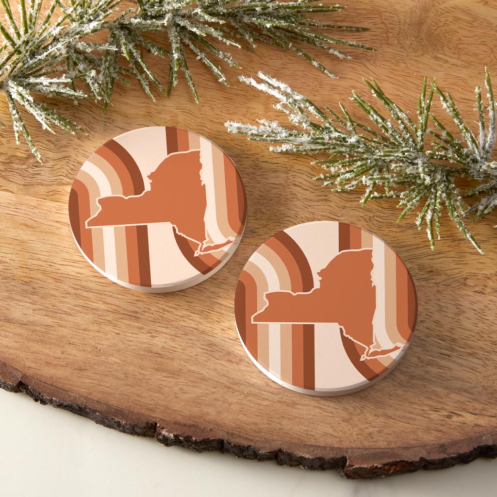 Modern Minimalistic New York Retro Thick Line | Absorbent Car Coasters | Set of 2 | Min 4