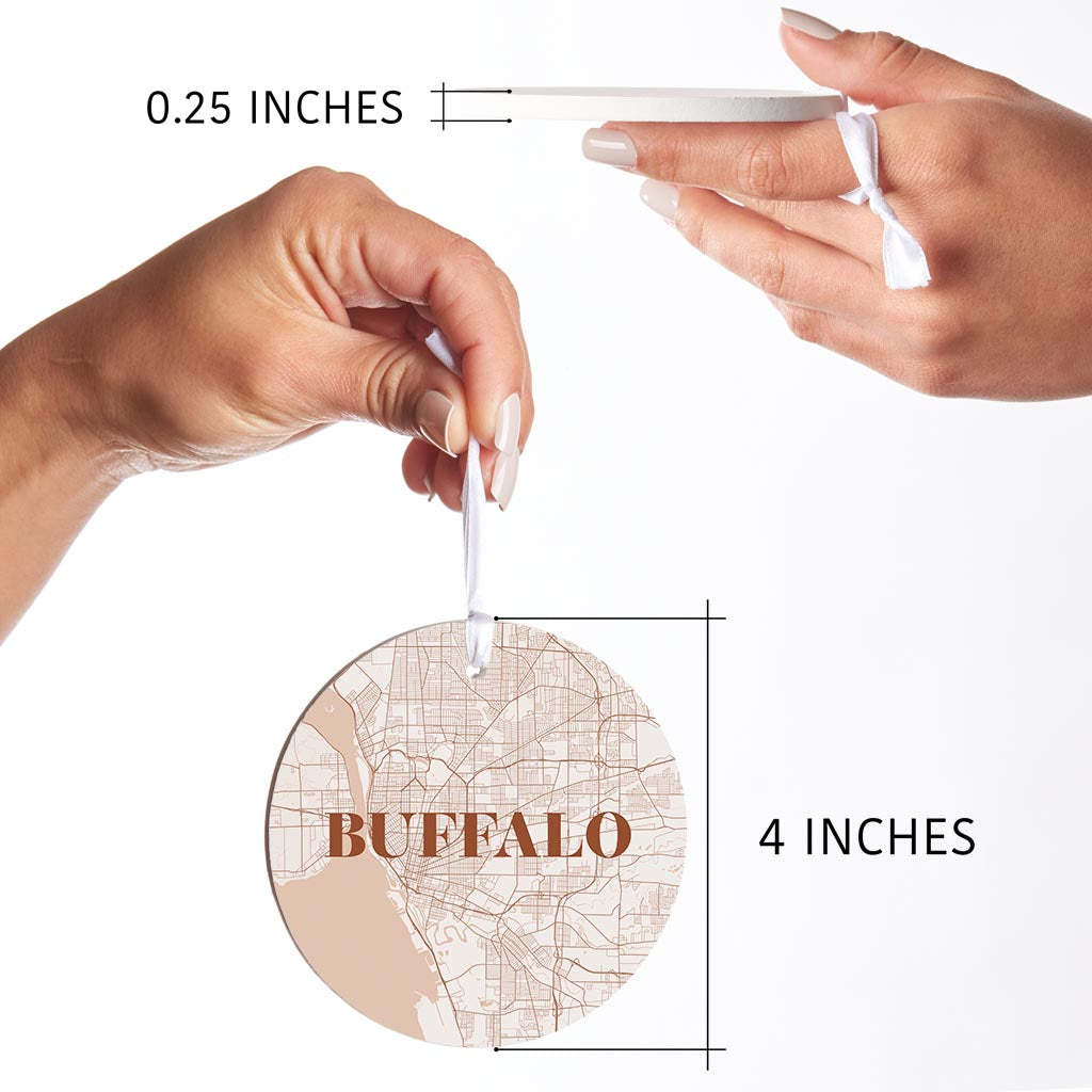 Modern Minimalist New York Buffalo Map| Wood Ornament | Eaches | Min 6