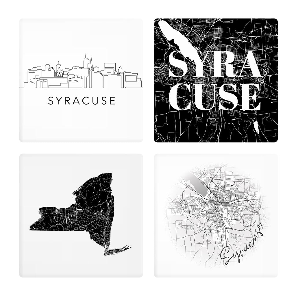 Minimalistic B&W New York Syracuse State| Absorbent Coasters | Set of 4 | Min 2