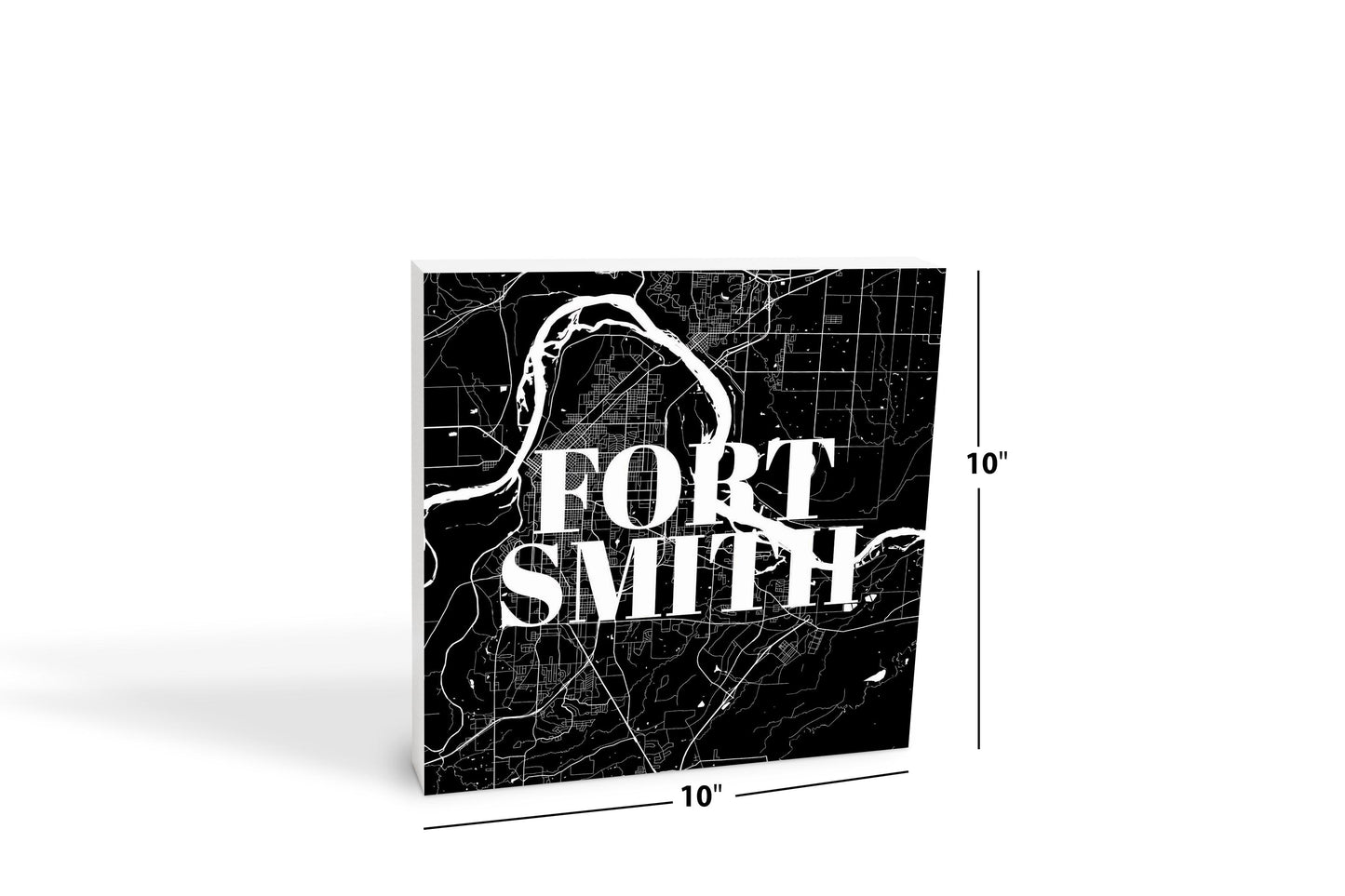 B&W Minimalist Arkansas Fort Smith Map | Wood Block | Eaches | Min 2