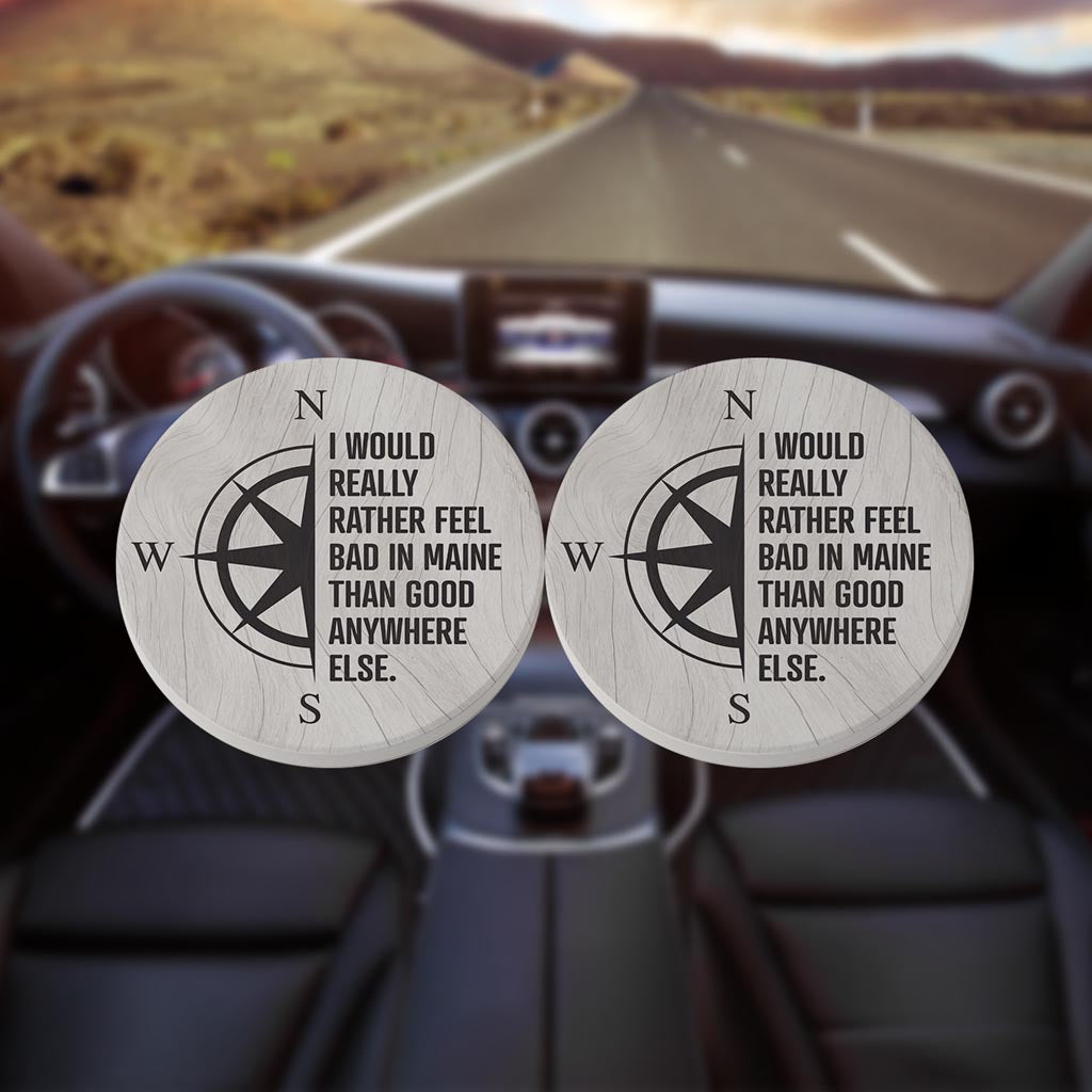 New England Compass Saying| Absorbent Car Coasters | Set of 2 | Min 4