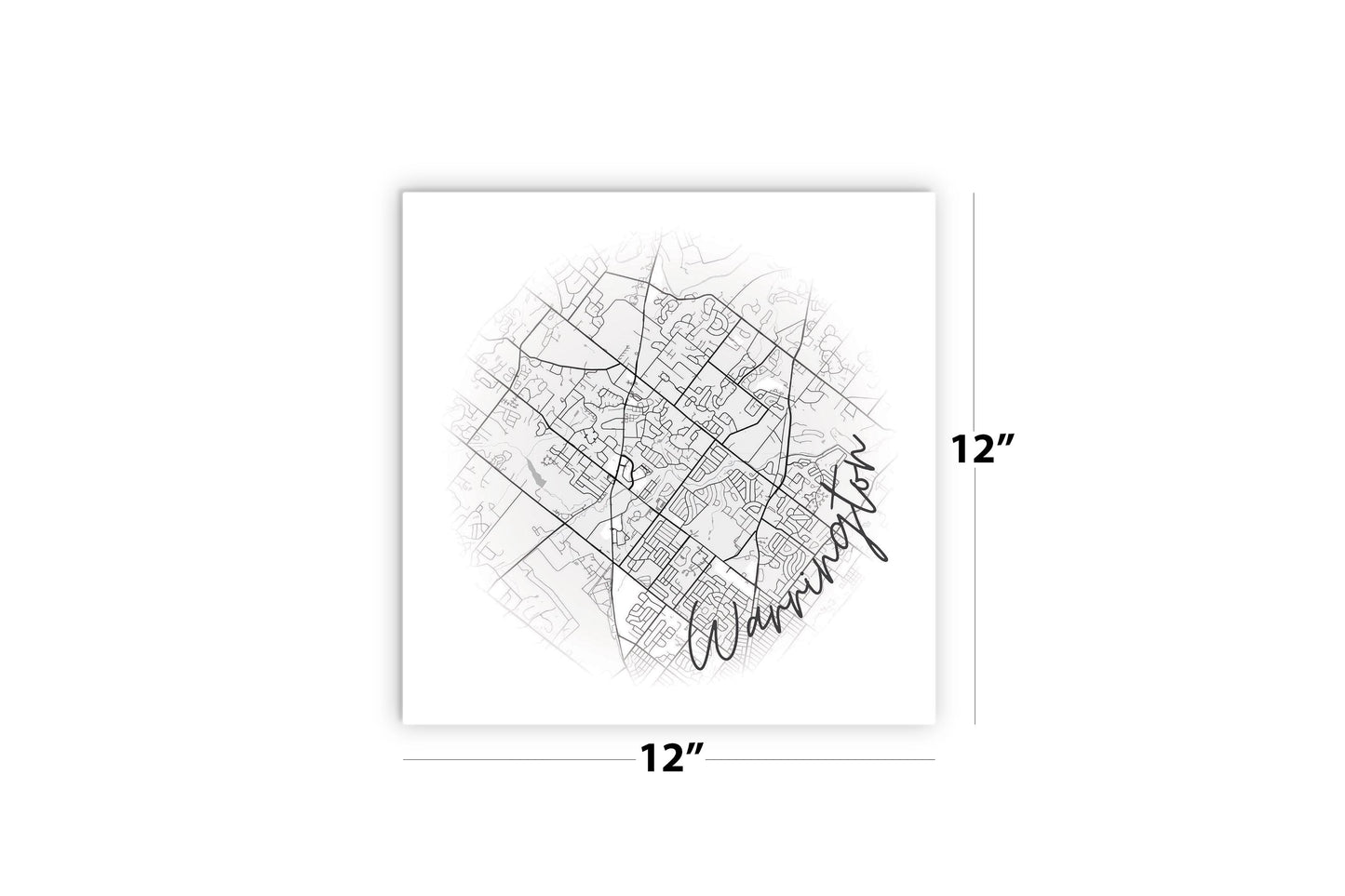 Minimalistic B&W Pennsylvania Warrington Circle Map | Wood Sign | Eaches | Min 2
