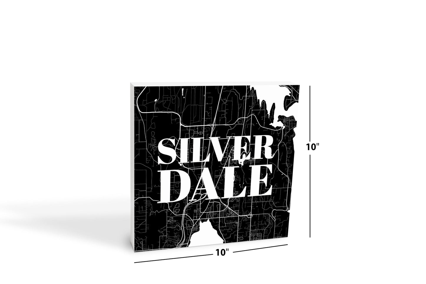 Minimalistic B&W Washington Silverdale Map | Wood Block | Eaches | Min 2
