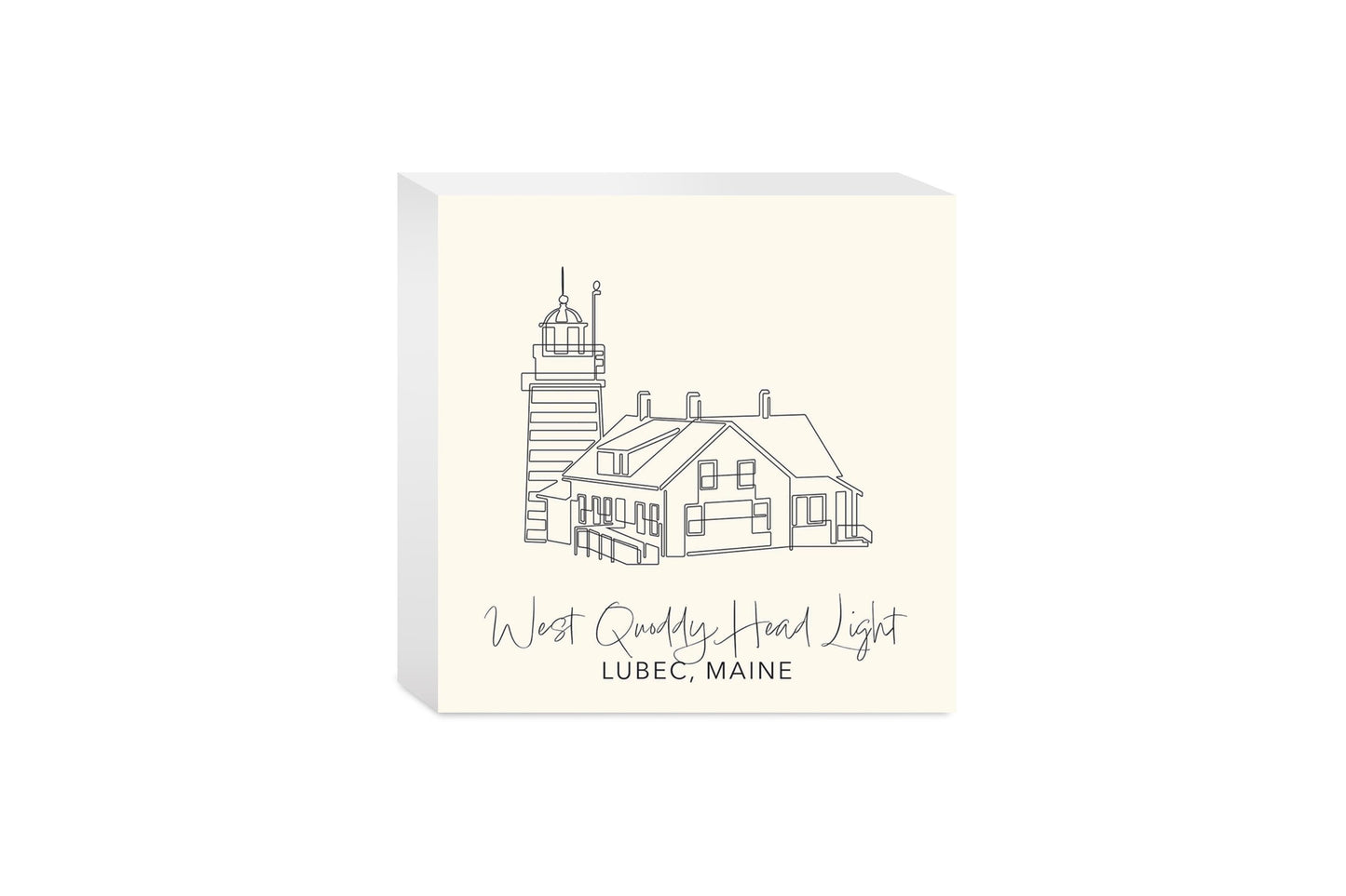 Cream West Quoddy Head Light | Wood Block | Eaches | Min 4