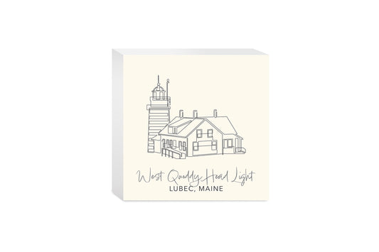 Cream West Quoddy Head Light | Wood Block | Eaches | Min 4