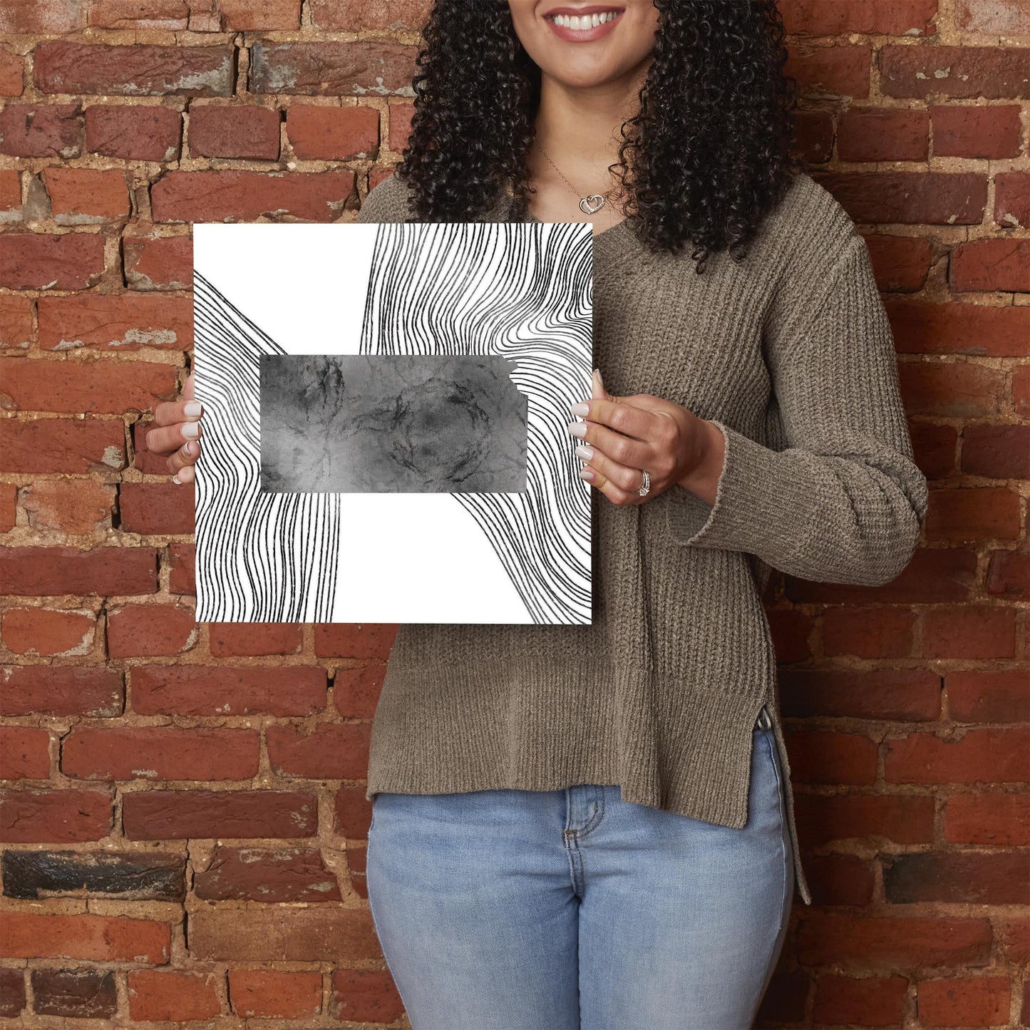 Minimalist B&W Kansas State With Fluid Lines | Hi-Def Glass Art | Eaches | Min 1