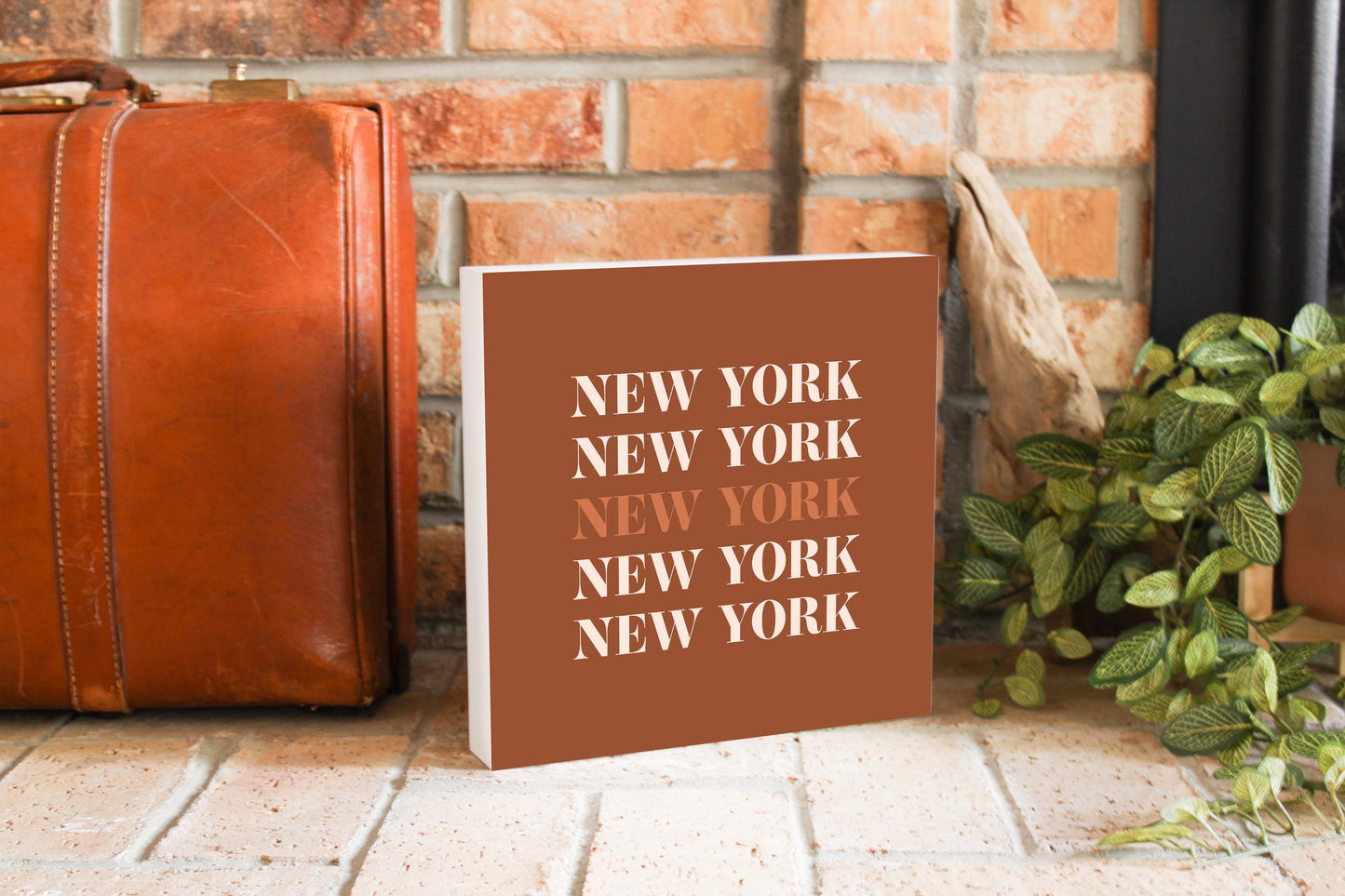 Modern Minimalist New York Repeated Dark | Wood Block | Eaches | Min 2