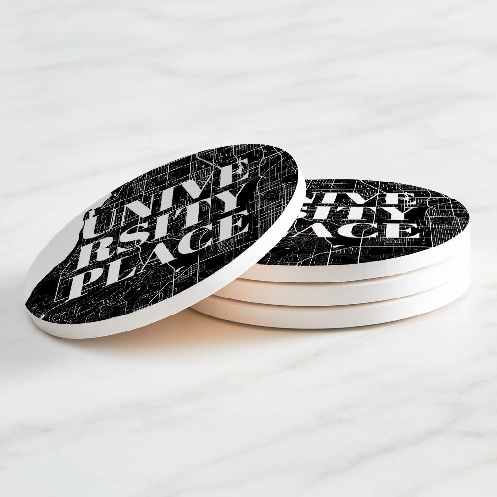 Minimalistic B&W Washington University Place Map | Absorbent Coasters | Set of 4 | Min 2
