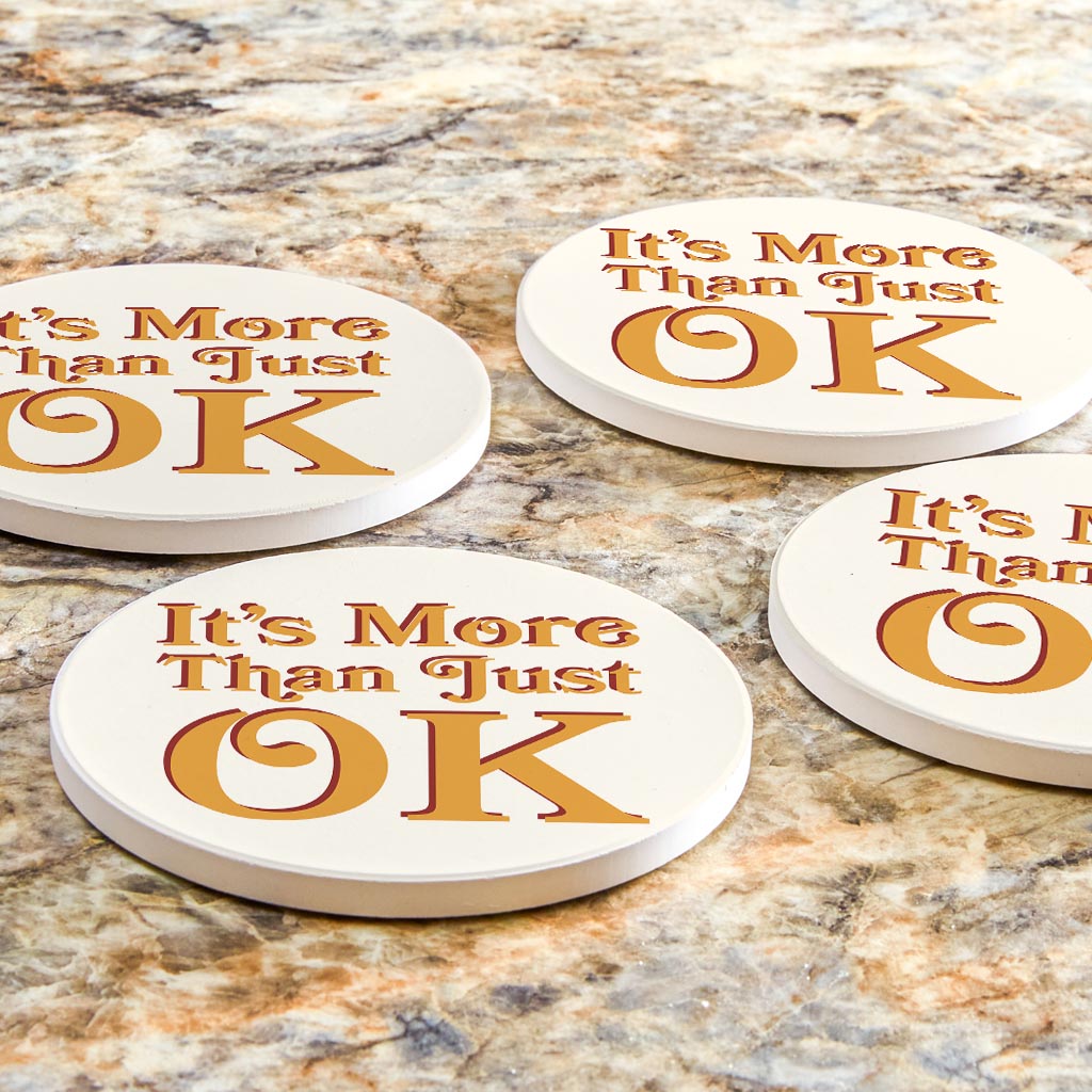 Modern Minimalist Oklahoma More Than Just Ok| Absorbent Coasters | Set of 4 | Min 2