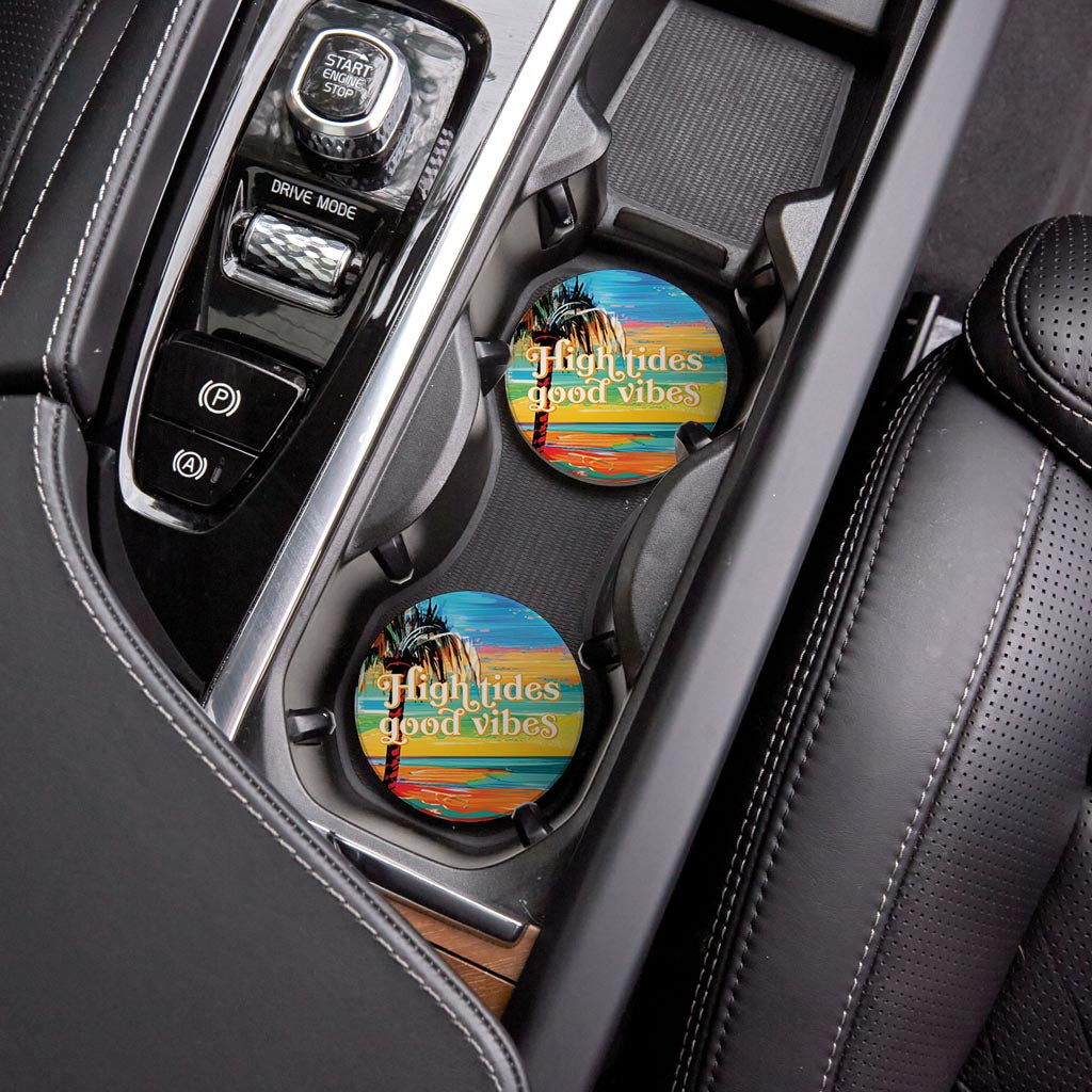 High Tides Good Vibes | Absorbent Car Coasters | Set of 2 | Min 4