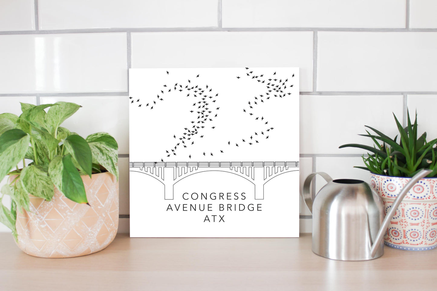 Minimalist B&W Texas Austin Congress Avenue Bridge | Wood Sign | Eaches | Min 2