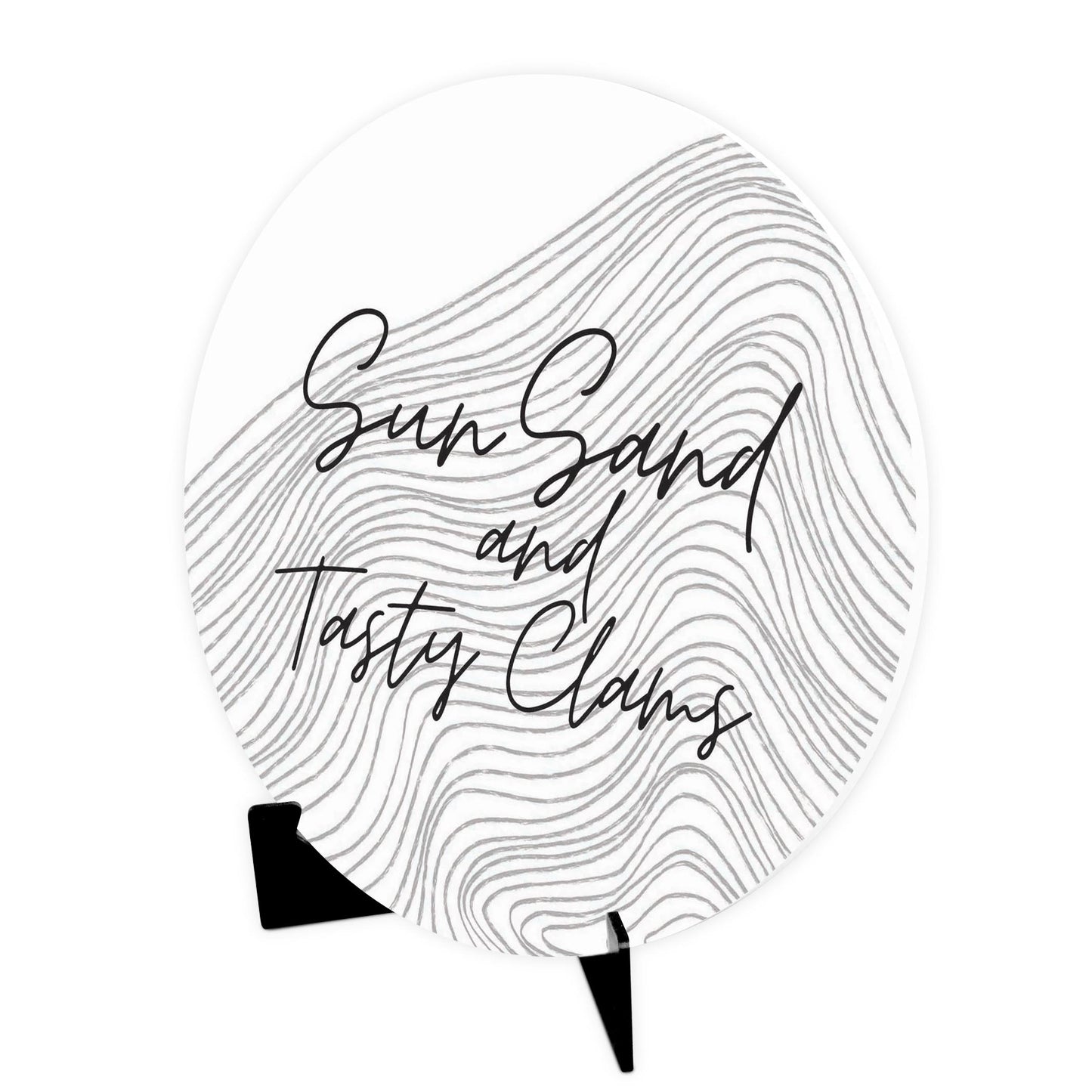 Minimalistic B&W Cape Cod Sun Sand Tasty Clams | Wood Sign | Eaches | Min 1