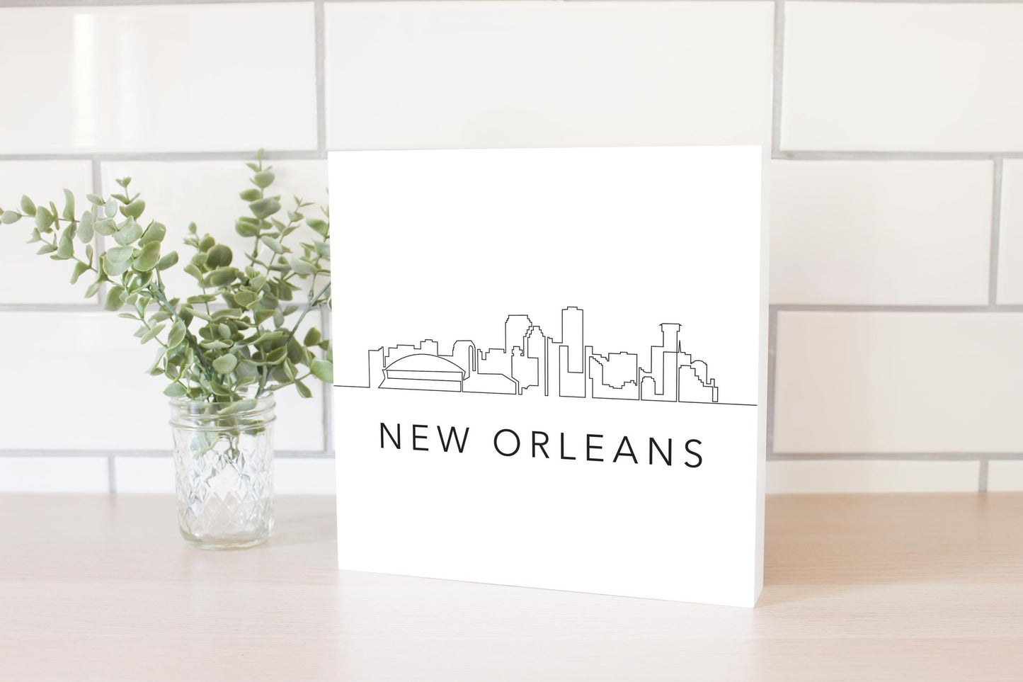 Modern Louisiana New Orleans City Line Drawing | Wood Block | Eaches | Min 2