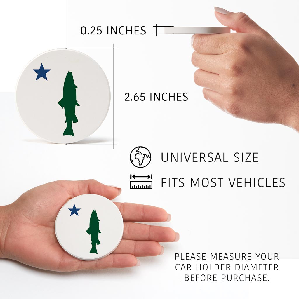 New England Star And Trout| Absorbent Car Coasters | Set of 2 | Min 4