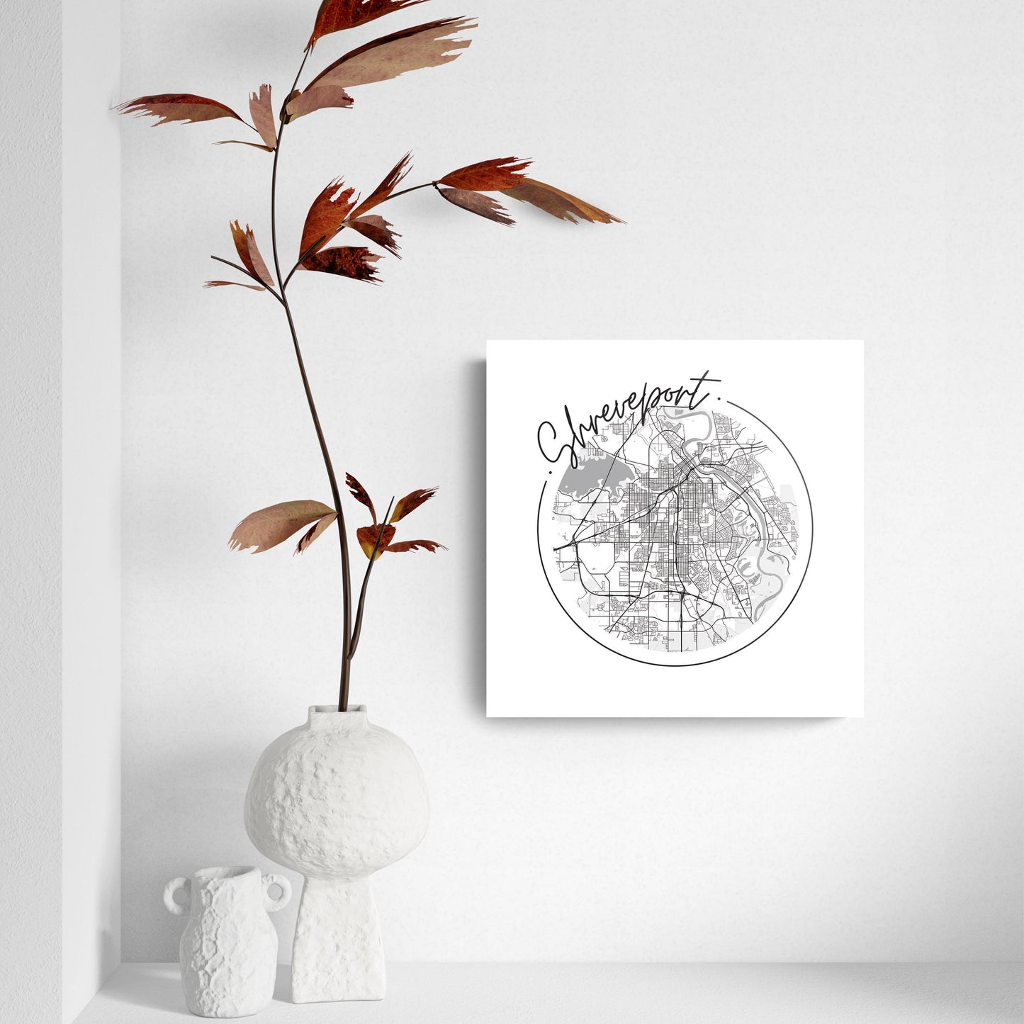 Modern Louisiana Shreveport Circle Map | Hi-Def Glass Art | Eaches | Min 2