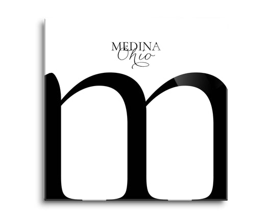 Medina Oh Minimal Monogram | Hi-Def Glass Art | Eaches | Min 2