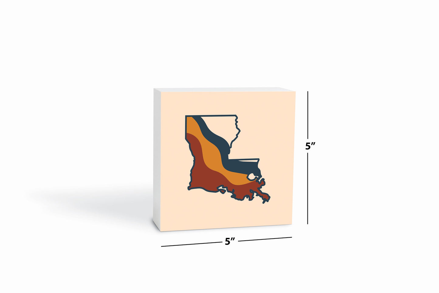 Modern Minimalist Louisiana Retro State Shape | Wood Block | Eaches | Min 4