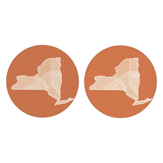 Modern Minimalist New York State Fluid Lines Dark | Absorbent Car Coasters | Set of 2 | Min 4