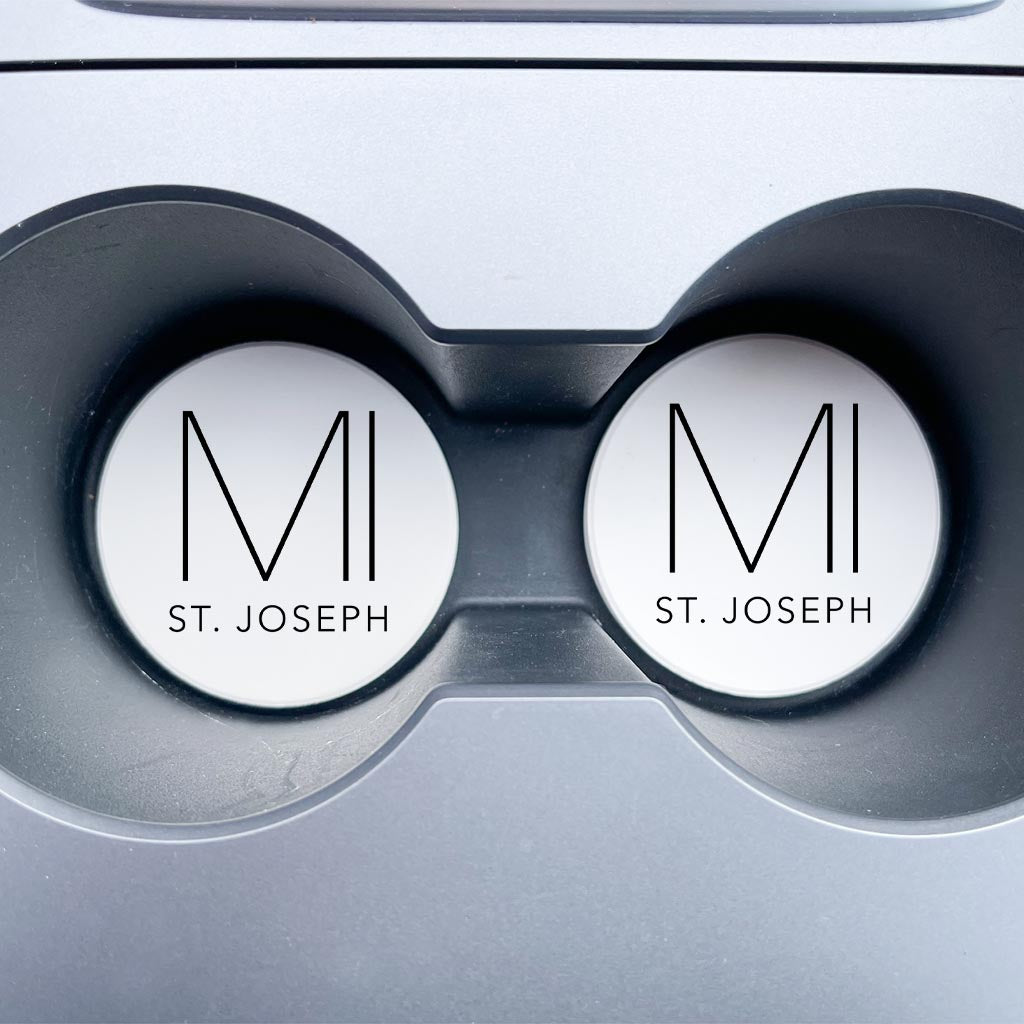 St Joseph Mi State Initials And City Name| Absorbent Car Coasters | Set of 2 | Min 4