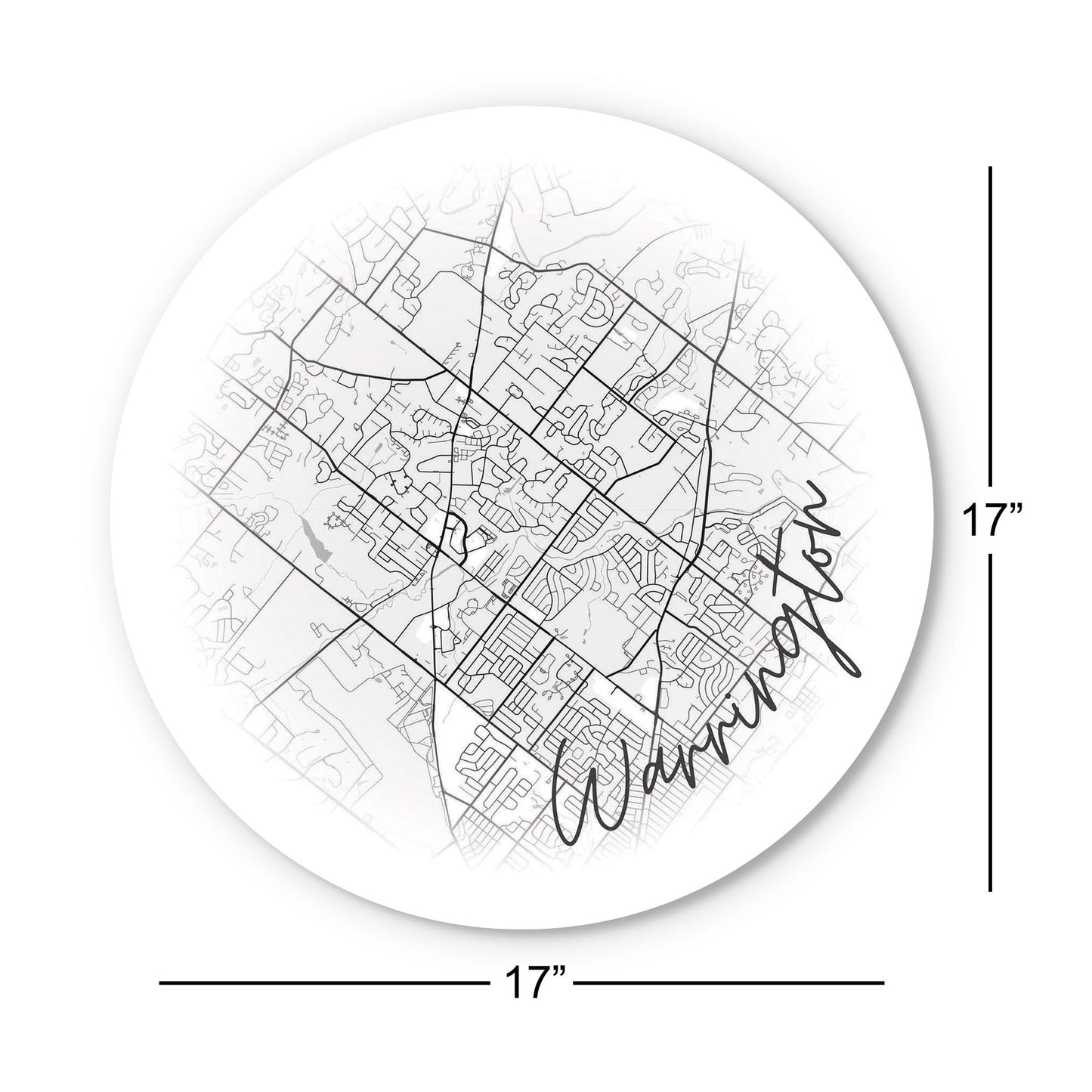 Minimalistic B&W Pennsylvania Warrington Circle Map | Wood Sign | Eaches | Min 1